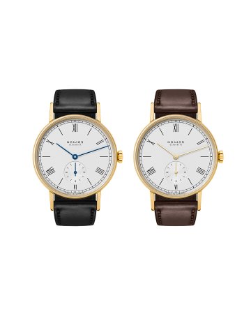 NOMOS Glashütte Ludwig gold 18K 金腕錶藍鋼指針與金色指針雙版本正面