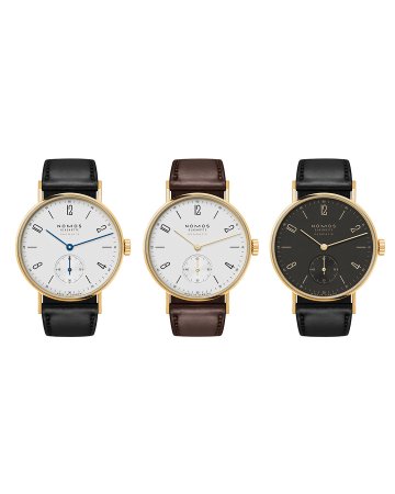 NOMOS Tangente gold neomatik 18K 金腕錶白面藍鋼指針、doré 與 ruthenium 三版本