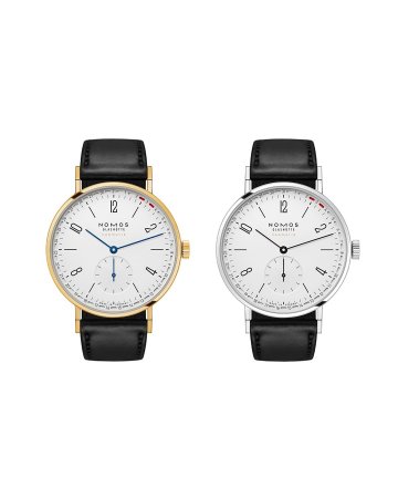 NOMOS Tangente neomatik 38 Update 不鏽鋼與 18K 金款並列，面盤外圈顯示環形日期