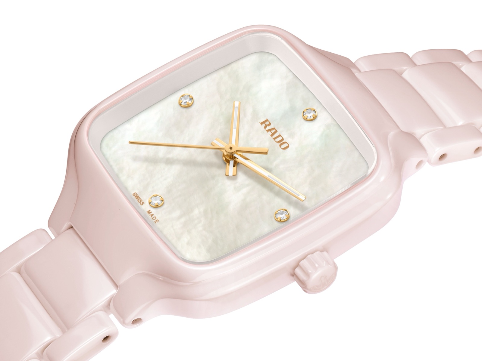 RADO True Square 櫻花粉高科技陶瓷腕錶 R27181902 官方產品圖