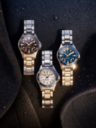 Hamilton Khaki Navy Scuba 40mm 潛水錶在戶外情境中呈現波浪紋錶盤與運動風格