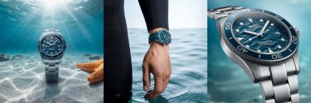 MIDO Ocean Star 39 深淵藍 M026.907.11.041.01：波浪紋藍色錶盤與腕上佩戴情境