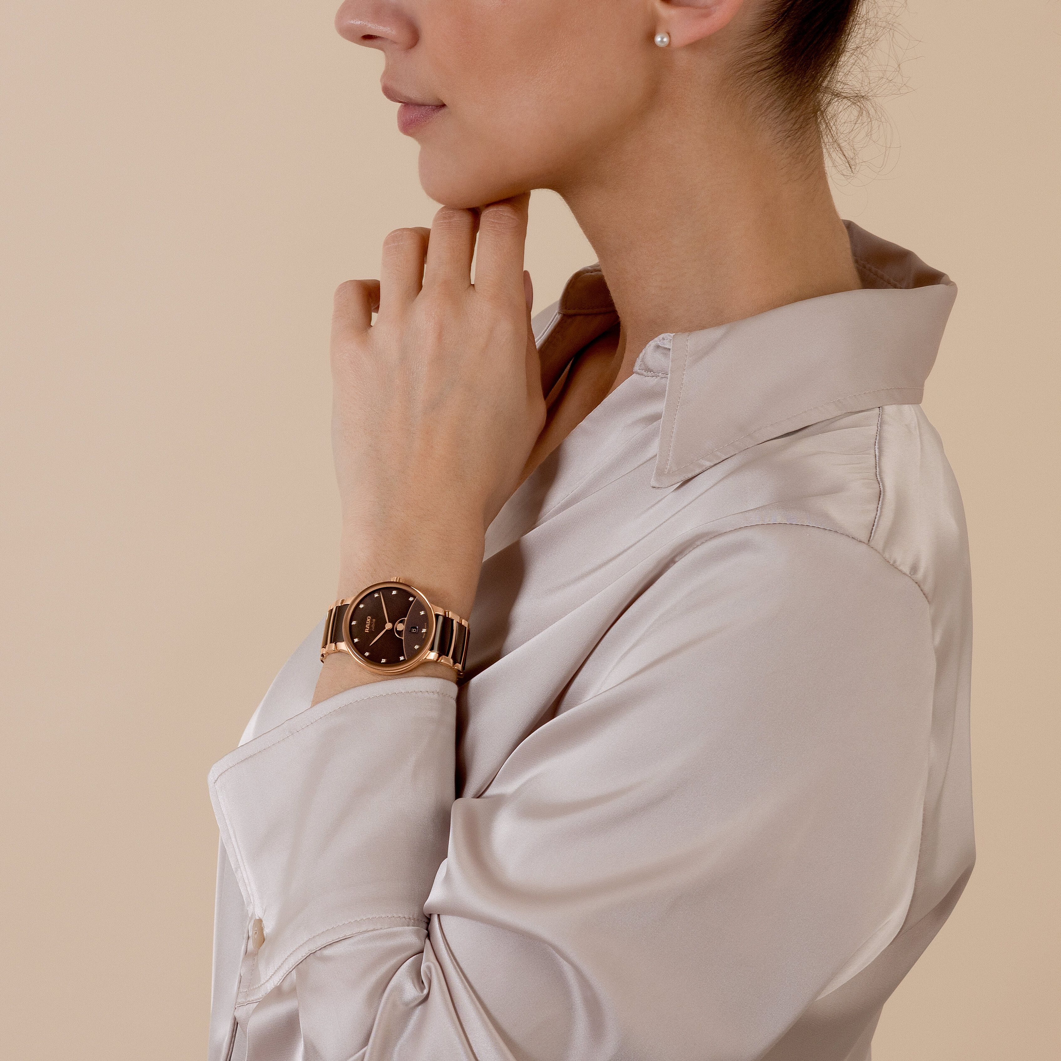 RADO Centrix 月相腕錶 R30232902 棕色珍珠母貝款實戴